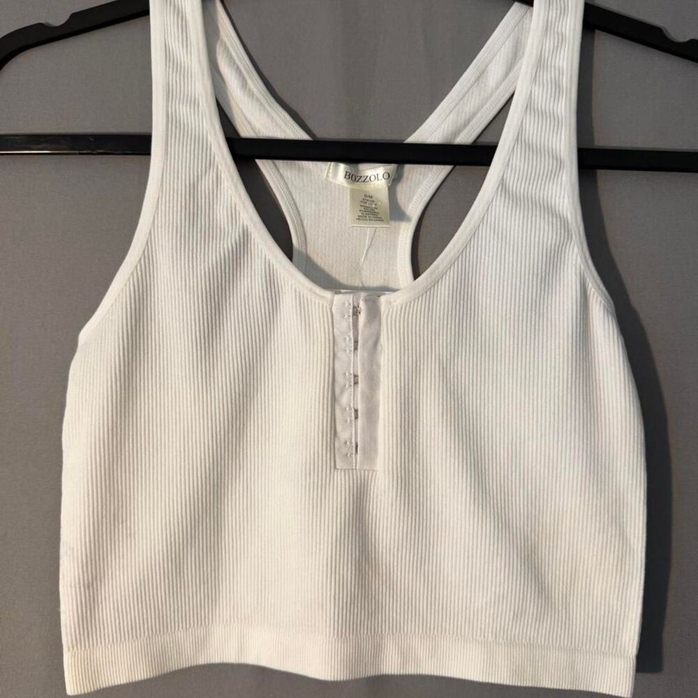 Bozzolo White ribbed tank top